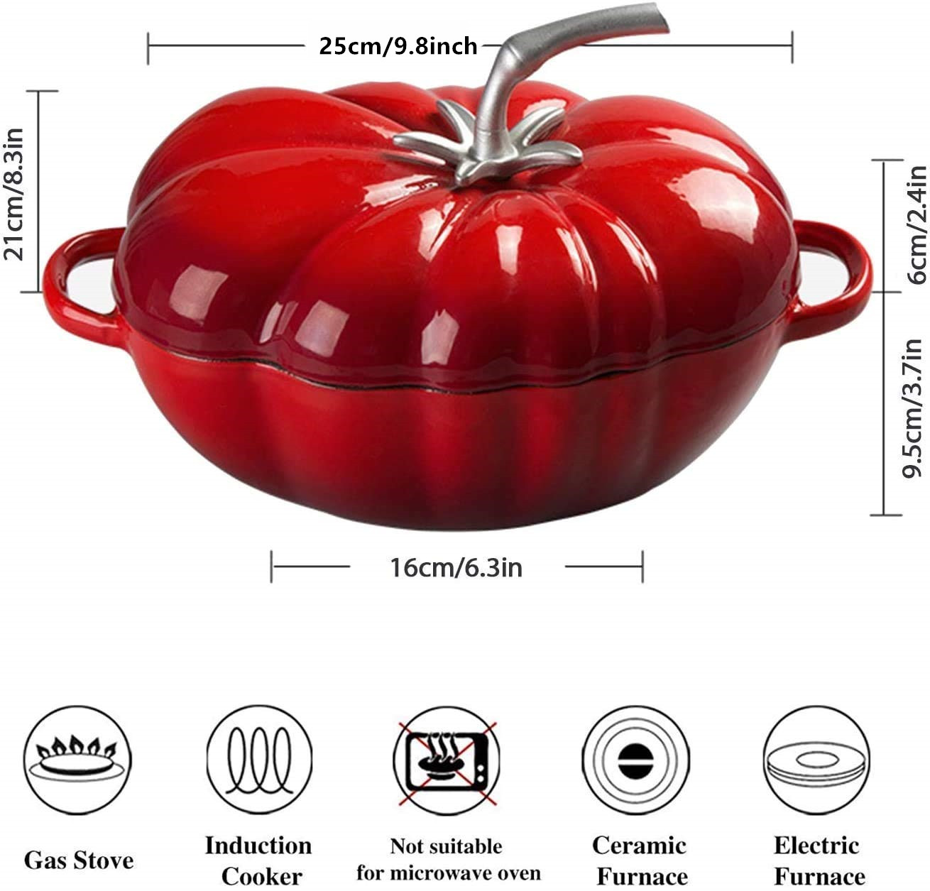 25cm Tomato Enameled Cast Iron - đánh giá và giá Cast Iron Corn